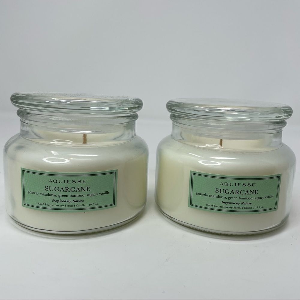 AQUIESSE Sugarcane 10.5oz Glass Jar Luxury Scented Candle NEW Lot of 2
